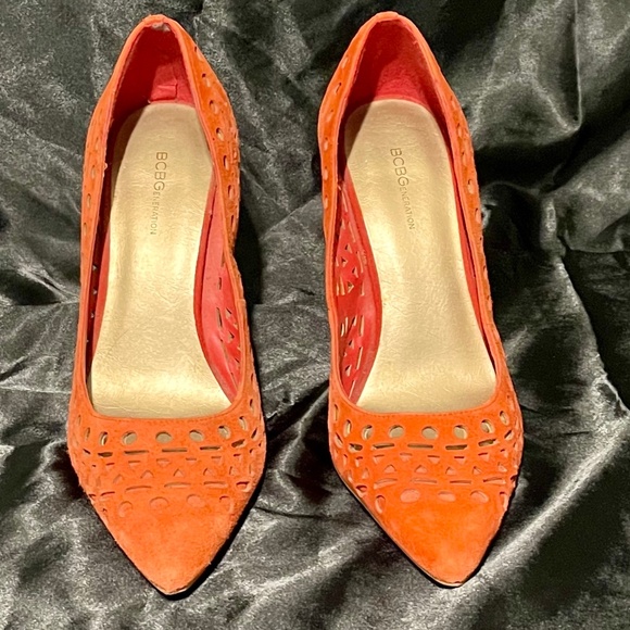 BCBGeneration Leather Heel Red/Organge Size 8 M - Picture 1 of 4